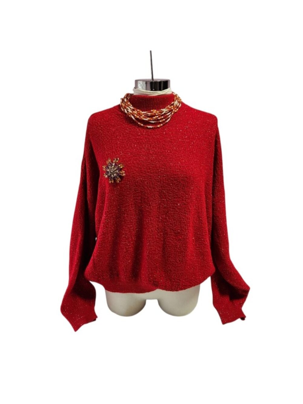Elegant Arielle Turtleneck Red Sweater
